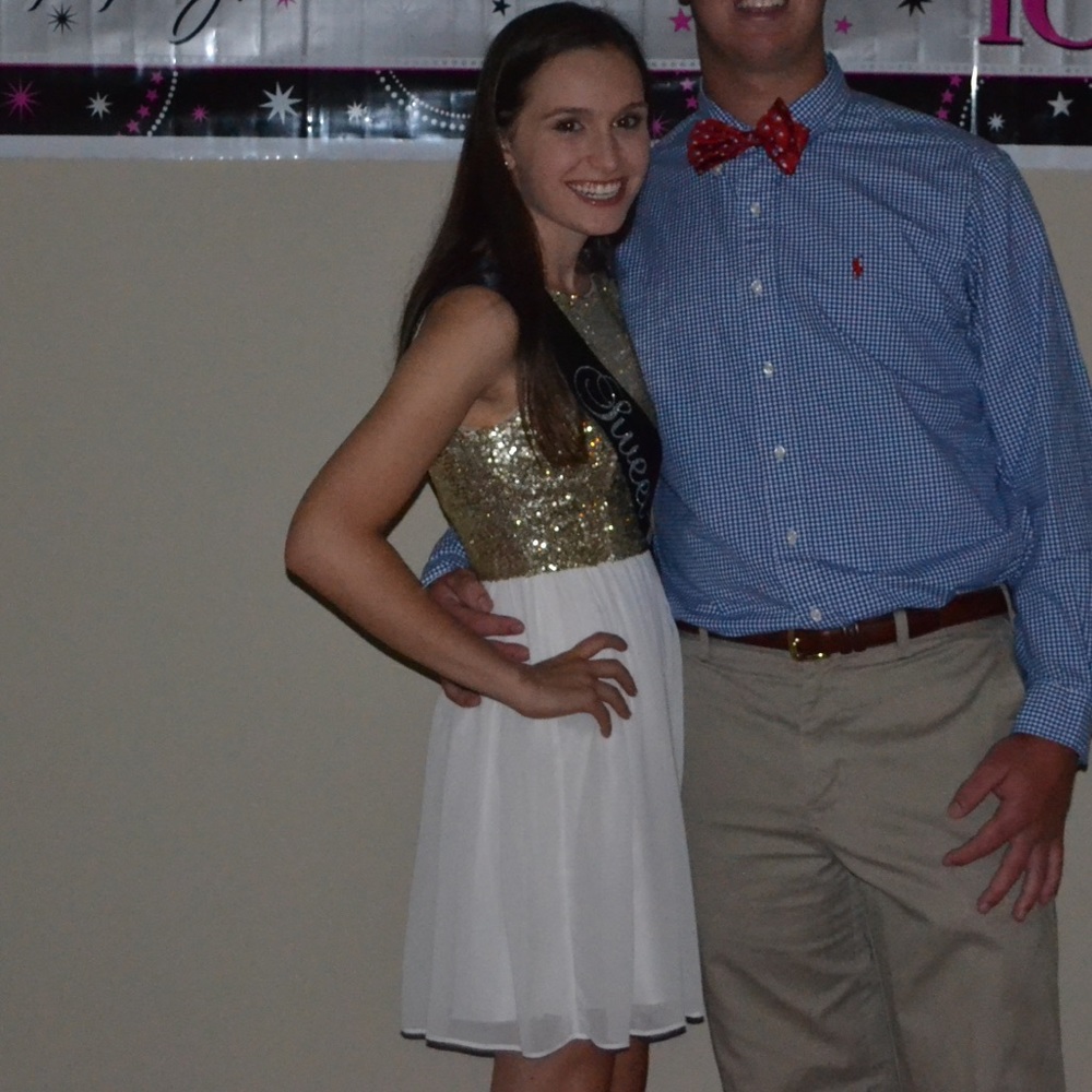 B Darlin white and gold sparkle chiffon dress